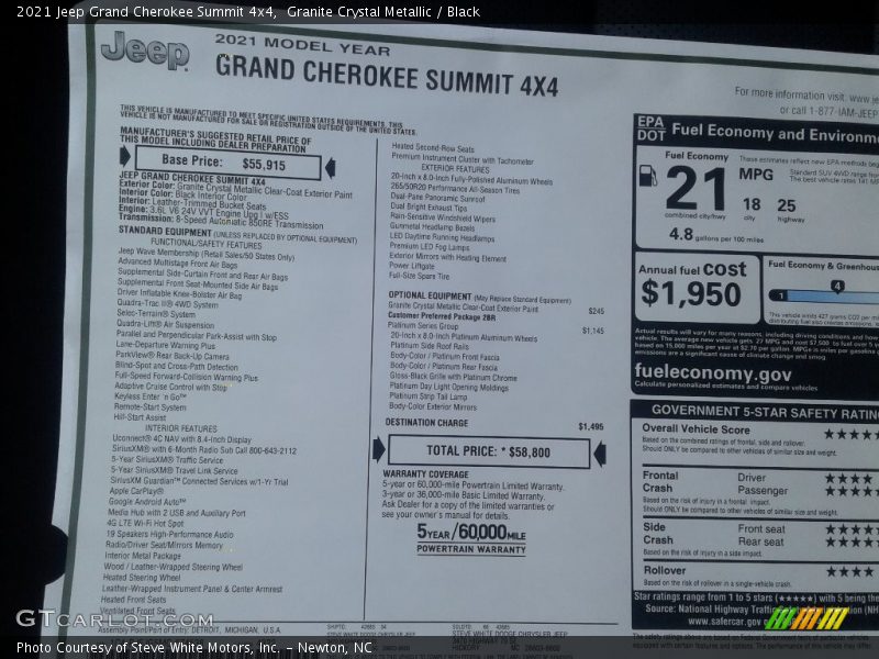 Granite Crystal Metallic / Black 2021 Jeep Grand Cherokee Summit 4x4