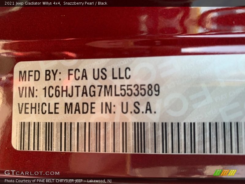 Snazzberry Pearl / Black 2021 Jeep Gladiator Willys 4x4