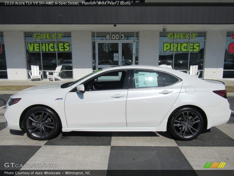 Platinum White Pearl / Ebony 2019 Acura TLX V6 SH-AWD A-Spec Sedan