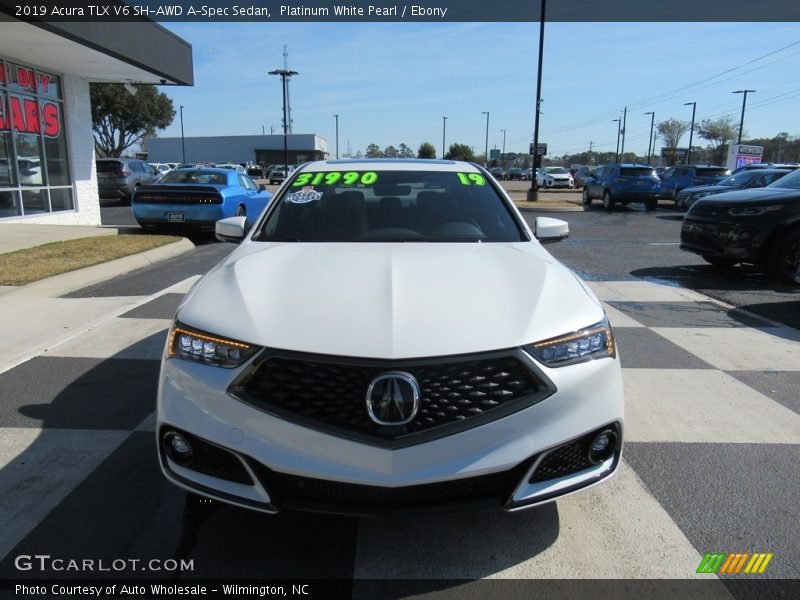 Platinum White Pearl / Ebony 2019 Acura TLX V6 SH-AWD A-Spec Sedan
