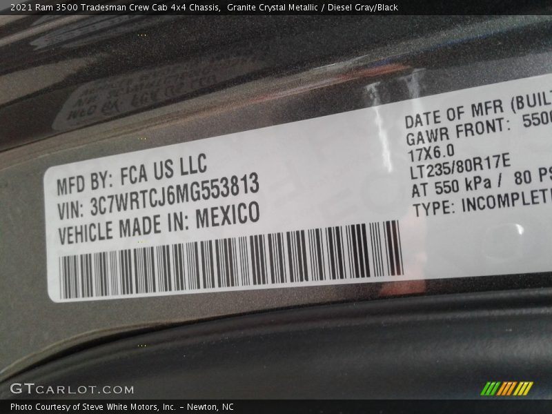 Granite Crystal Metallic / Diesel Gray/Black 2021 Ram 3500 Tradesman Crew Cab 4x4 Chassis