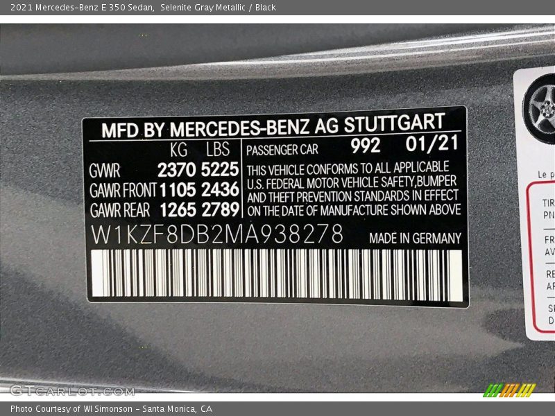 Selenite Gray Metallic / Black 2021 Mercedes-Benz E 350 Sedan