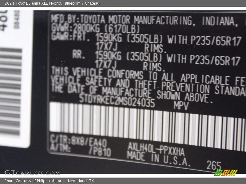 Blueprint / Chateau 2021 Toyota Sienna XLE Hybrid