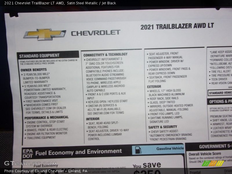 Satin Steel Metallic / Jet Black 2021 Chevrolet TrailBlazer LT AWD