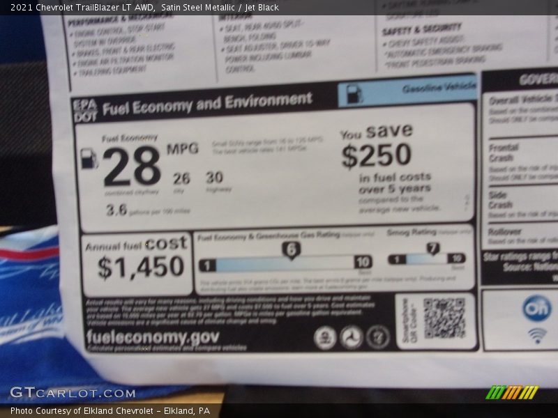 Satin Steel Metallic / Jet Black 2021 Chevrolet TrailBlazer LT AWD