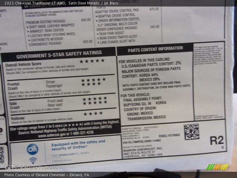 Satin Steel Metallic / Jet Black 2021 Chevrolet TrailBlazer LT AWD