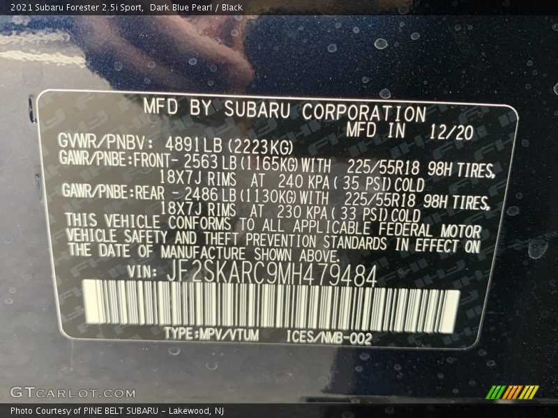 Dark Blue Pearl / Black 2021 Subaru Forester 2.5i Sport