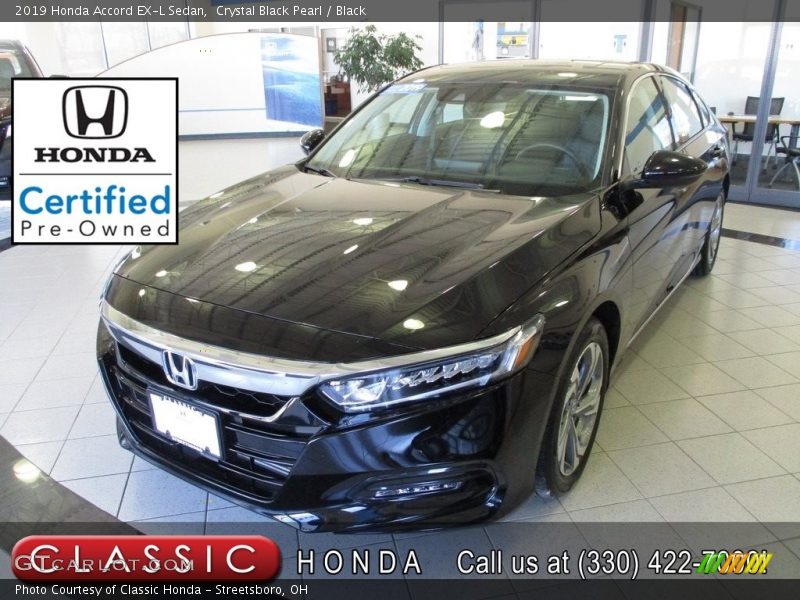 Crystal Black Pearl / Black 2019 Honda Accord EX-L Sedan