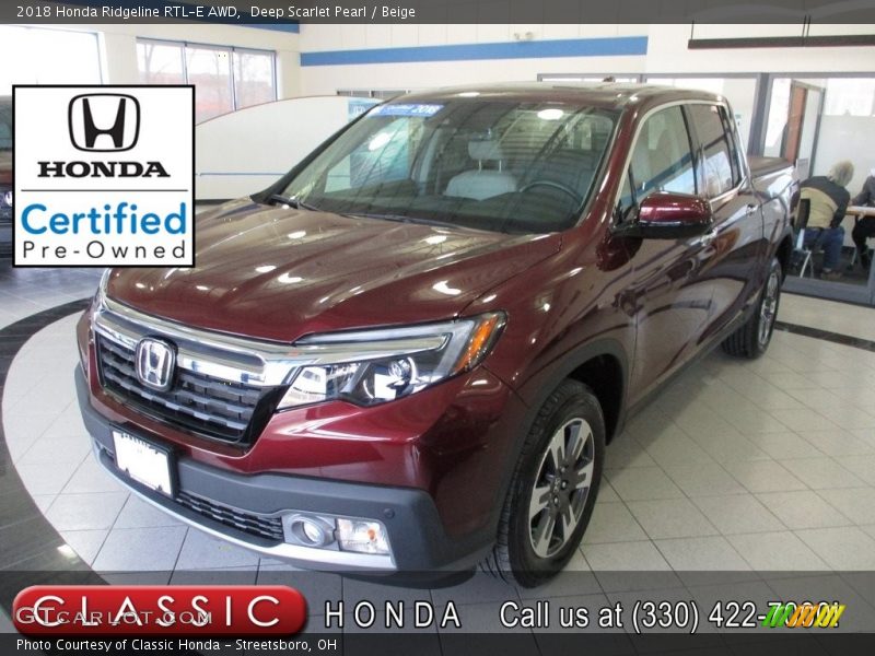 Deep Scarlet Pearl / Beige 2018 Honda Ridgeline RTL-E AWD