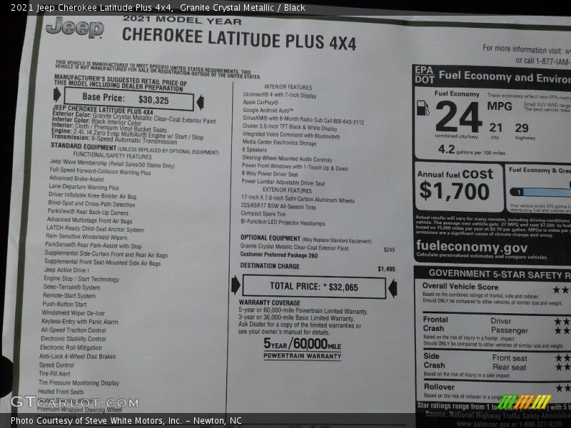Granite Crystal Metallic / Black 2021 Jeep Cherokee Latitude Plus 4x4