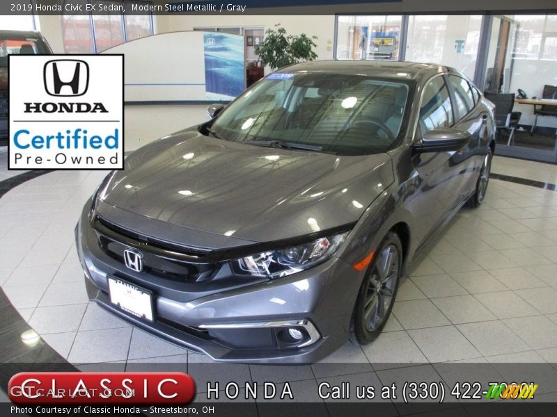 Modern Steel Metallic / Gray 2019 Honda Civic EX Sedan