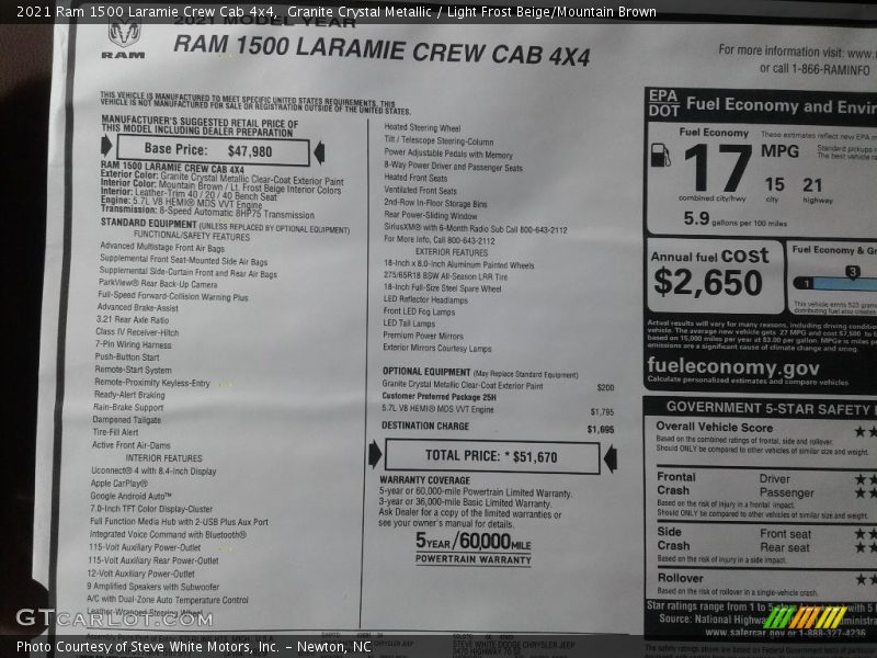 Granite Crystal Metallic / Light Frost Beige/Mountain Brown 2021 Ram 1500 Laramie Crew Cab 4x4