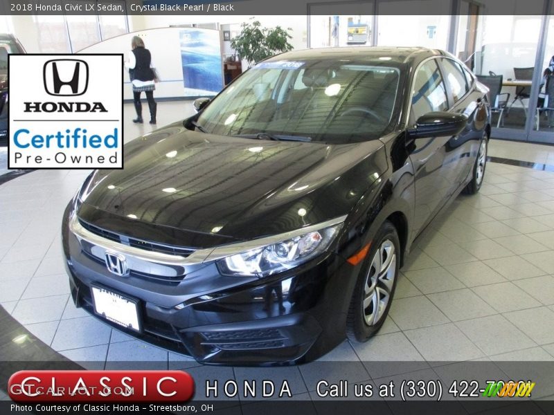 Crystal Black Pearl / Black 2018 Honda Civic LX Sedan