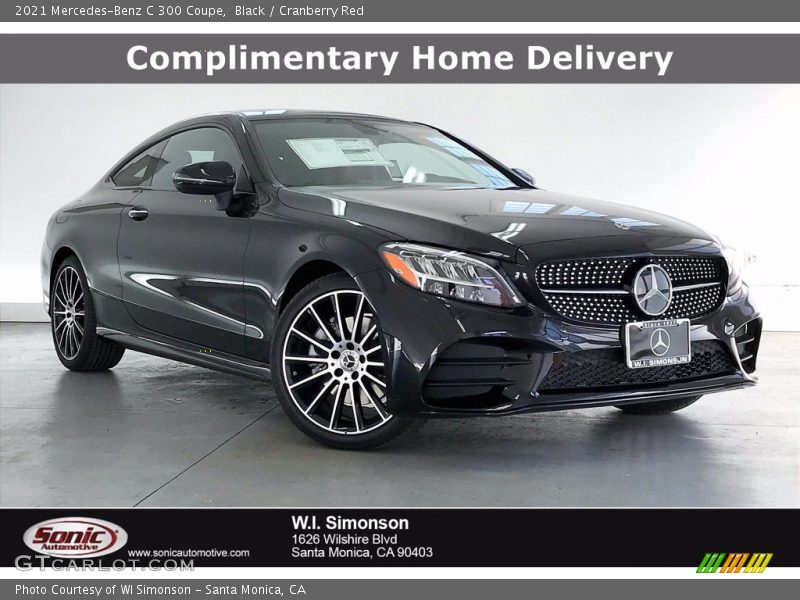 Black / Cranberry Red 2021 Mercedes-Benz C 300 Coupe