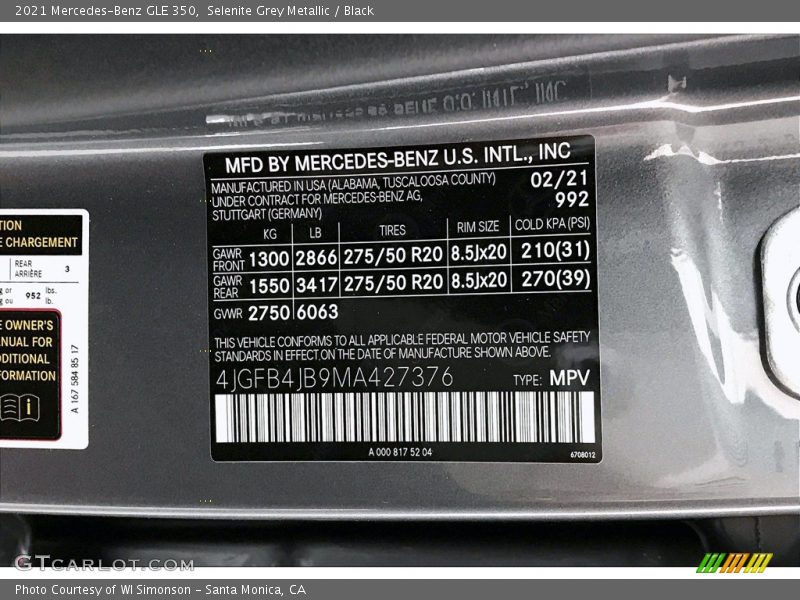 Selenite Grey Metallic / Black 2021 Mercedes-Benz GLE 350