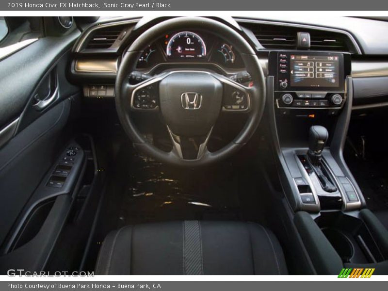 Sonic Gray Pearl / Black 2019 Honda Civic EX Hatchback