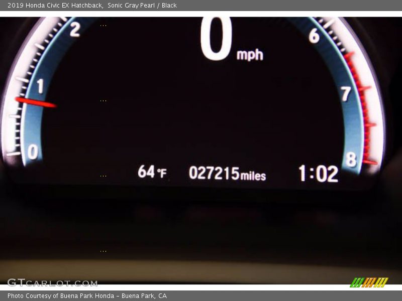 Sonic Gray Pearl / Black 2019 Honda Civic EX Hatchback