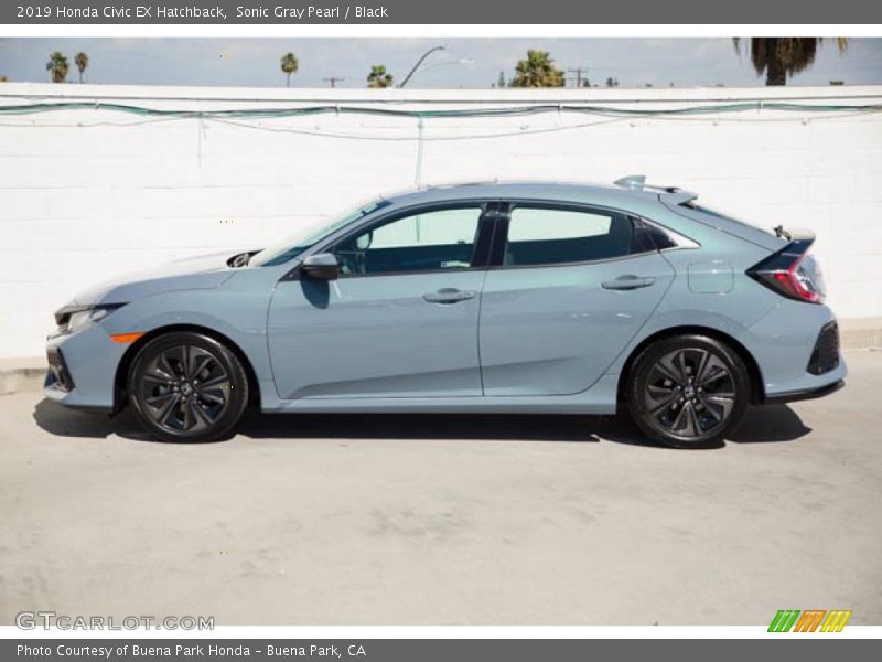 Sonic Gray Pearl / Black 2019 Honda Civic EX Hatchback