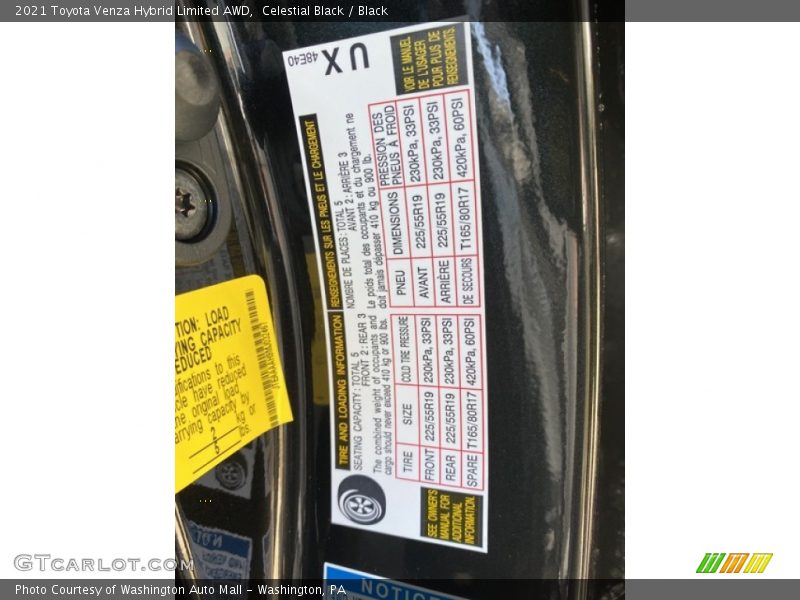 Celestial Black / Black 2021 Toyota Venza Hybrid Limited AWD