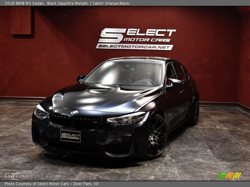 Black Sapphire Metallic / Sakhir Orange/Black 2018 BMW M3 Sedan
