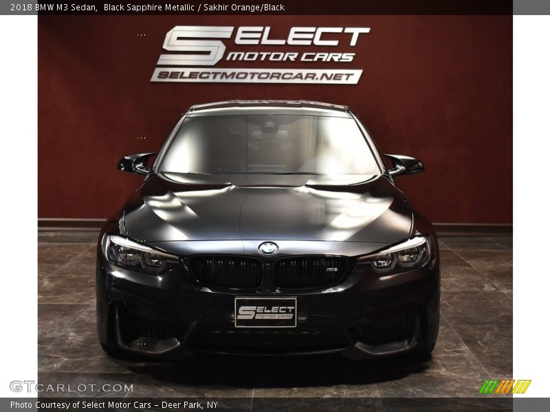 Black Sapphire Metallic / Sakhir Orange/Black 2018 BMW M3 Sedan