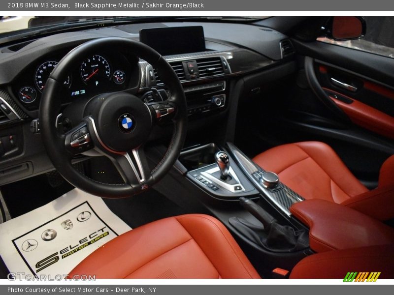 Black Sapphire Metallic / Sakhir Orange/Black 2018 BMW M3 Sedan