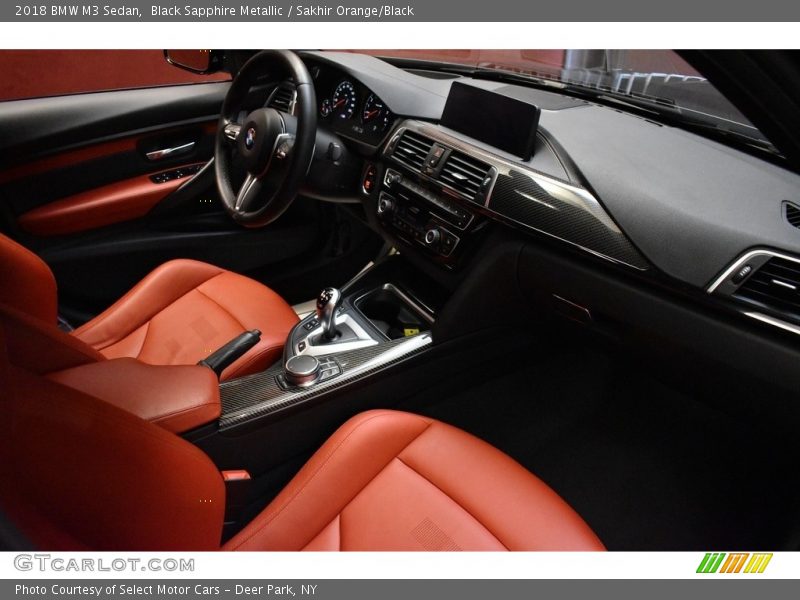 Black Sapphire Metallic / Sakhir Orange/Black 2018 BMW M3 Sedan