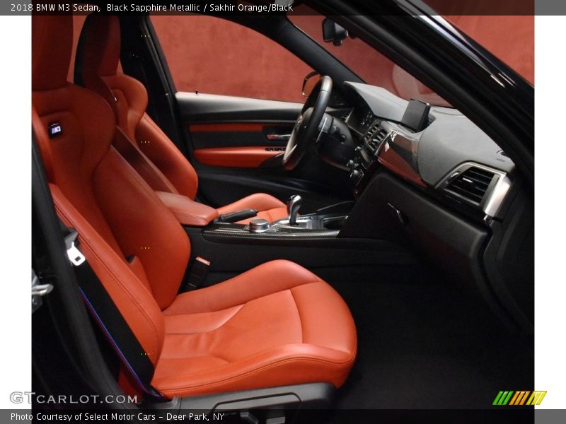 Black Sapphire Metallic / Sakhir Orange/Black 2018 BMW M3 Sedan