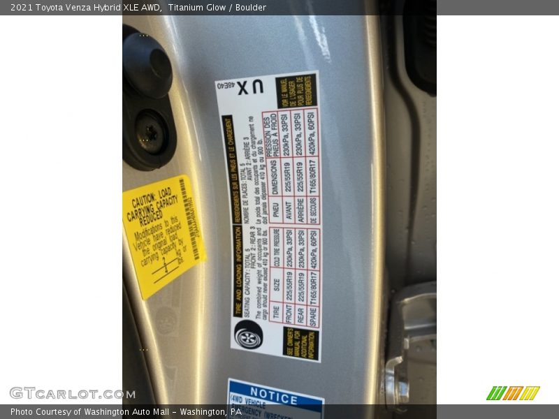 Titanium Glow / Boulder 2021 Toyota Venza Hybrid XLE AWD