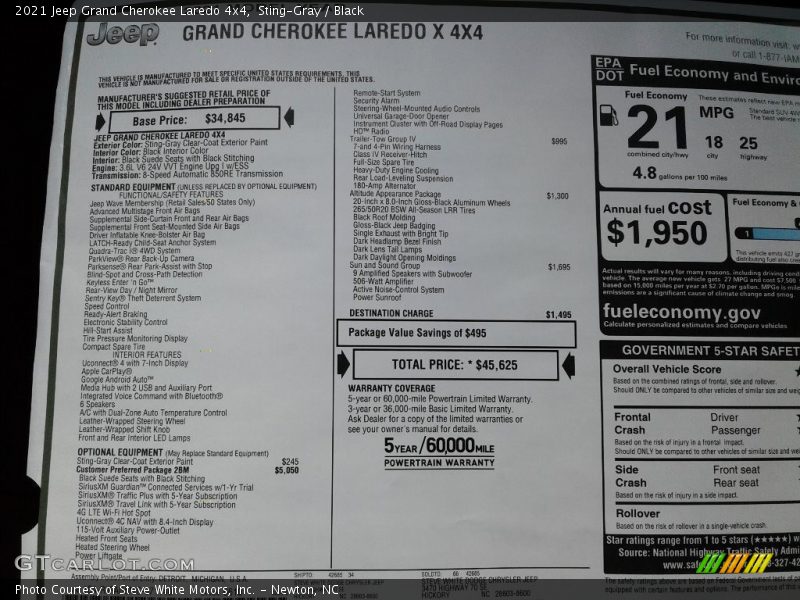 Sting-Gray / Black 2021 Jeep Grand Cherokee Laredo 4x4