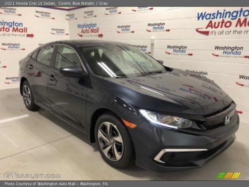 Cosmic Blue Metallic / Gray 2021 Honda Civic LX Sedan