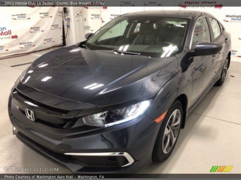 Cosmic Blue Metallic / Gray 2021 Honda Civic LX Sedan