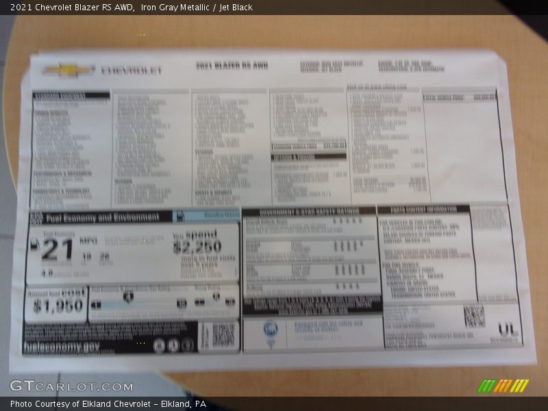 Iron Gray Metallic / Jet Black 2021 Chevrolet Blazer RS AWD