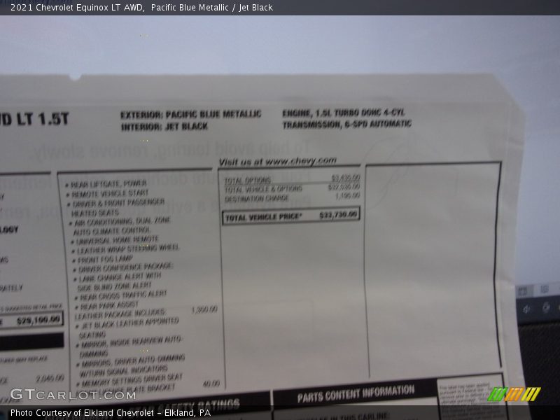 Pacific Blue Metallic / Jet Black 2021 Chevrolet Equinox LT AWD