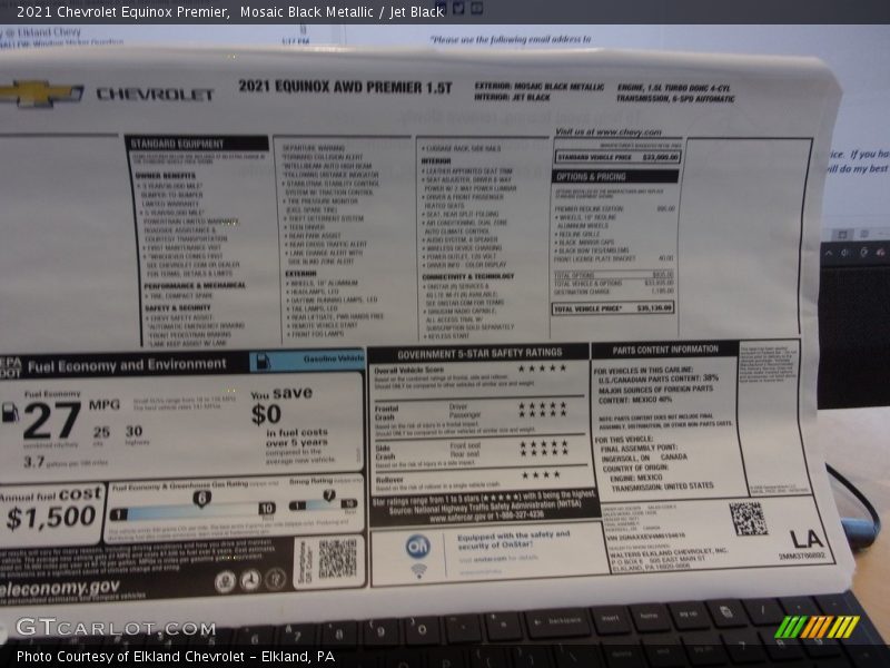 Mosaic Black Metallic / Jet Black 2021 Chevrolet Equinox Premier