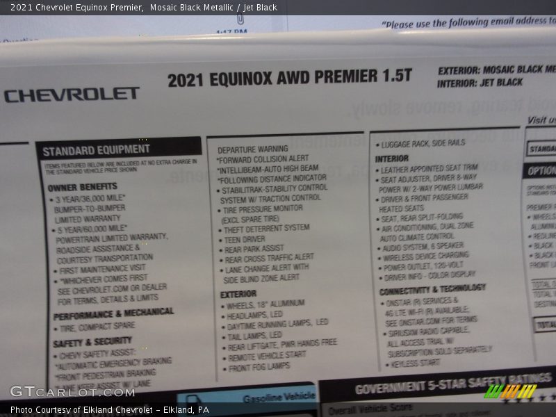 Mosaic Black Metallic / Jet Black 2021 Chevrolet Equinox Premier