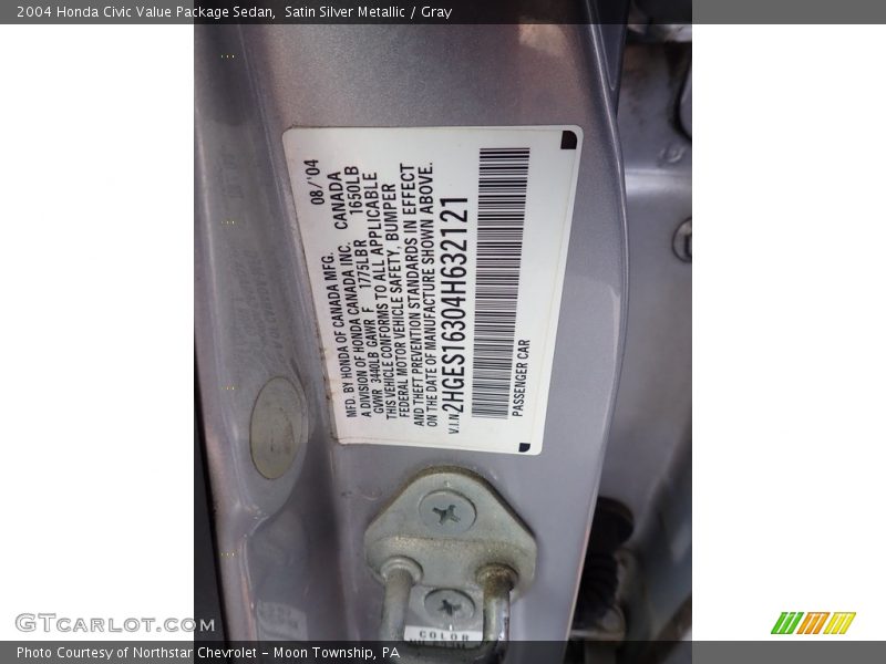 Satin Silver Metallic / Gray 2004 Honda Civic Value Package Sedan