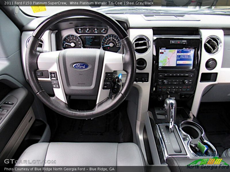 White Platinum Metallic Tri-Coat / Steel Gray/Black 2011 Ford F150 Platinum SuperCrew
