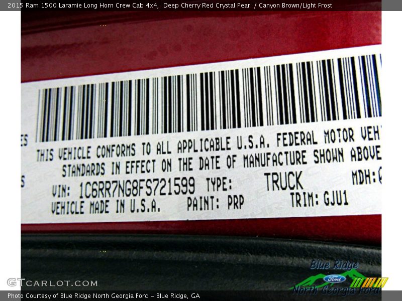 2015 1500 Laramie Long Horn Crew Cab 4x4 Deep Cherry Red Crystal Pearl Color Code PRP