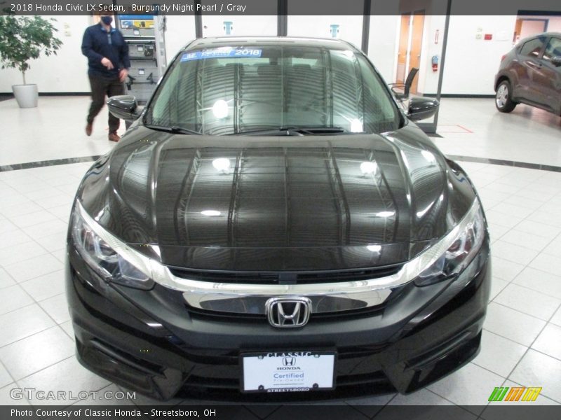 Burgundy Night Pearl / Gray 2018 Honda Civic LX Sedan