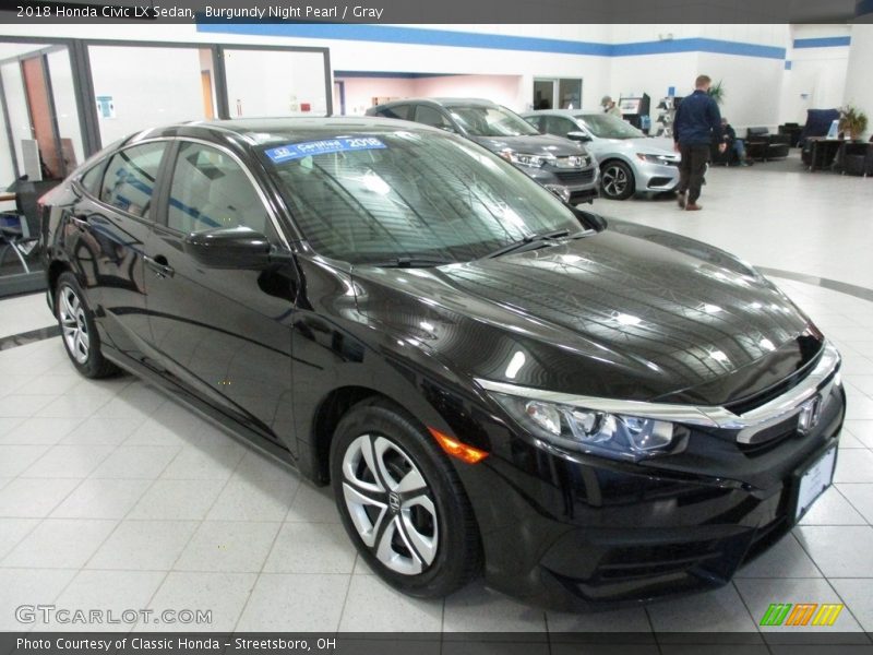 Burgundy Night Pearl / Gray 2018 Honda Civic LX Sedan