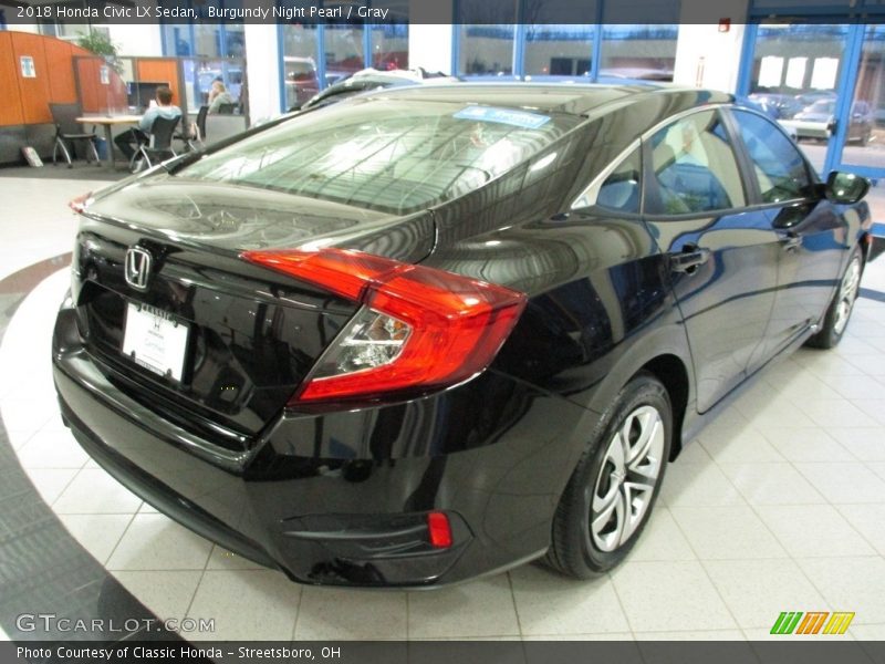 Burgundy Night Pearl / Gray 2018 Honda Civic LX Sedan