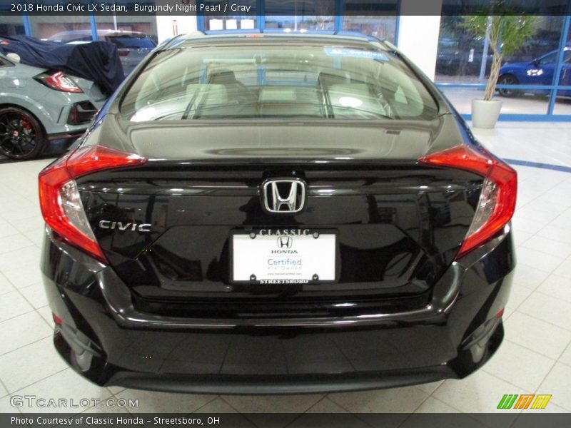 Burgundy Night Pearl / Gray 2018 Honda Civic LX Sedan