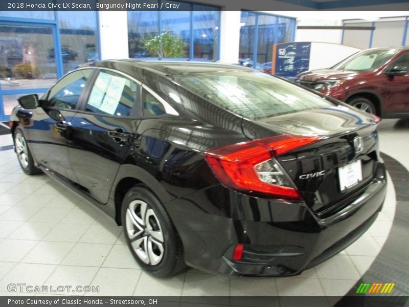Burgundy Night Pearl / Gray 2018 Honda Civic LX Sedan