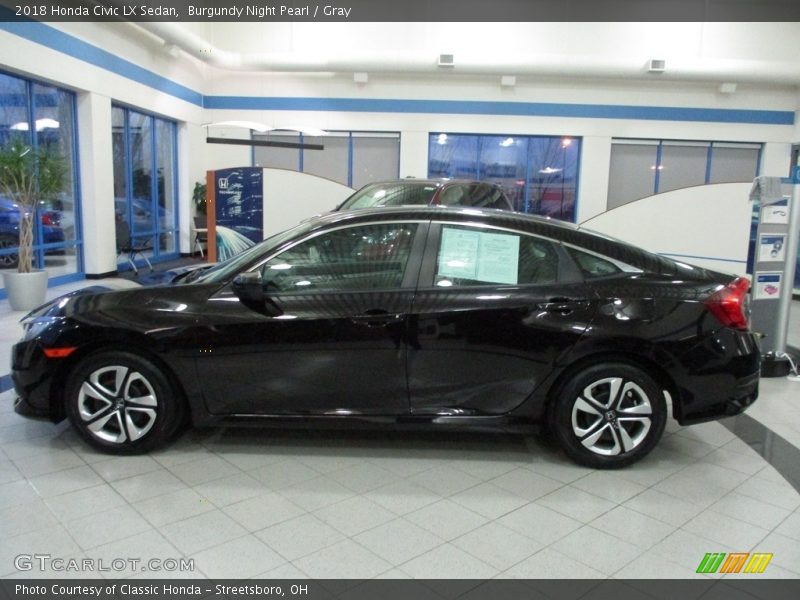 Burgundy Night Pearl / Gray 2018 Honda Civic LX Sedan