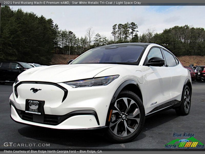 Star White Metallic Tri-Coat / Light Space Gray 2021 Ford Mustang Mach-E Premium eAWD
