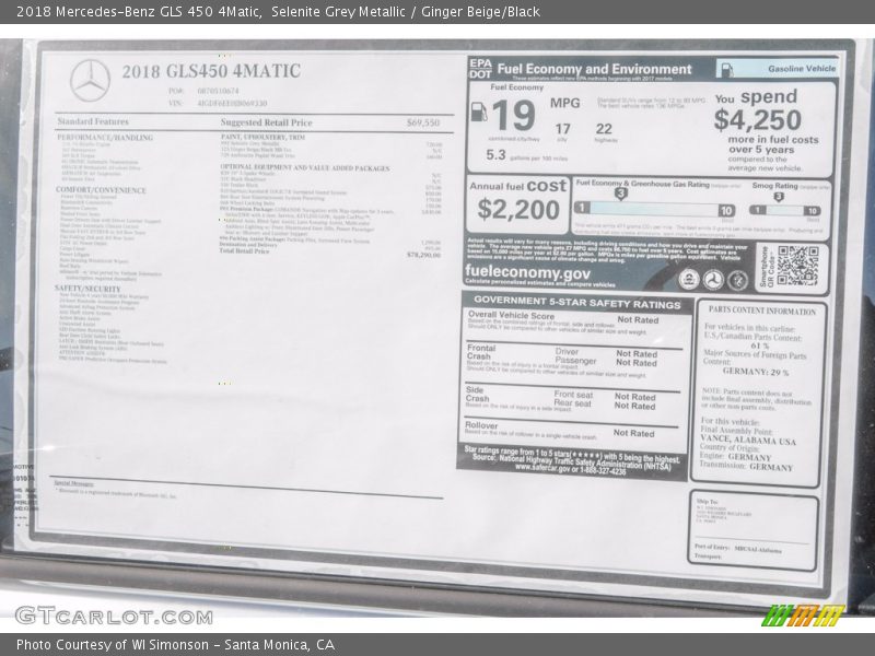 Selenite Grey Metallic / Ginger Beige/Black 2018 Mercedes-Benz GLS 450 4Matic