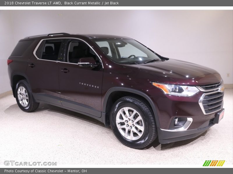 Black Currant Metallic / Jet Black 2018 Chevrolet Traverse LT AWD