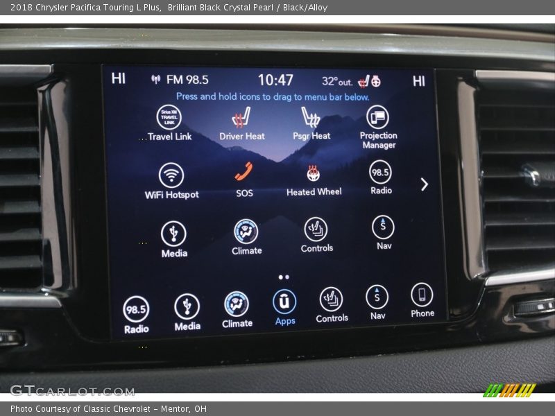 Brilliant Black Crystal Pearl / Black/Alloy 2018 Chrysler Pacifica Touring L Plus