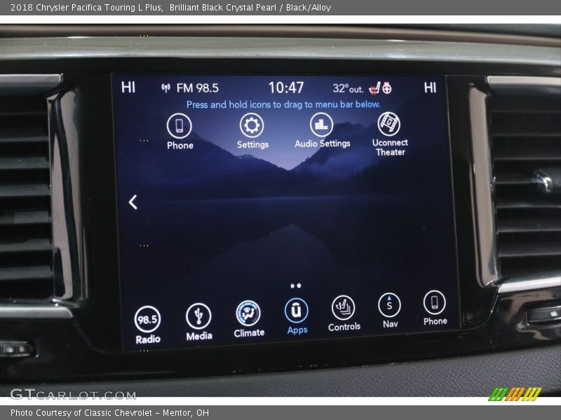 Brilliant Black Crystal Pearl / Black/Alloy 2018 Chrysler Pacifica Touring L Plus